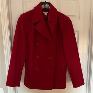 Dressbarn Vibrant Red Pea Coat